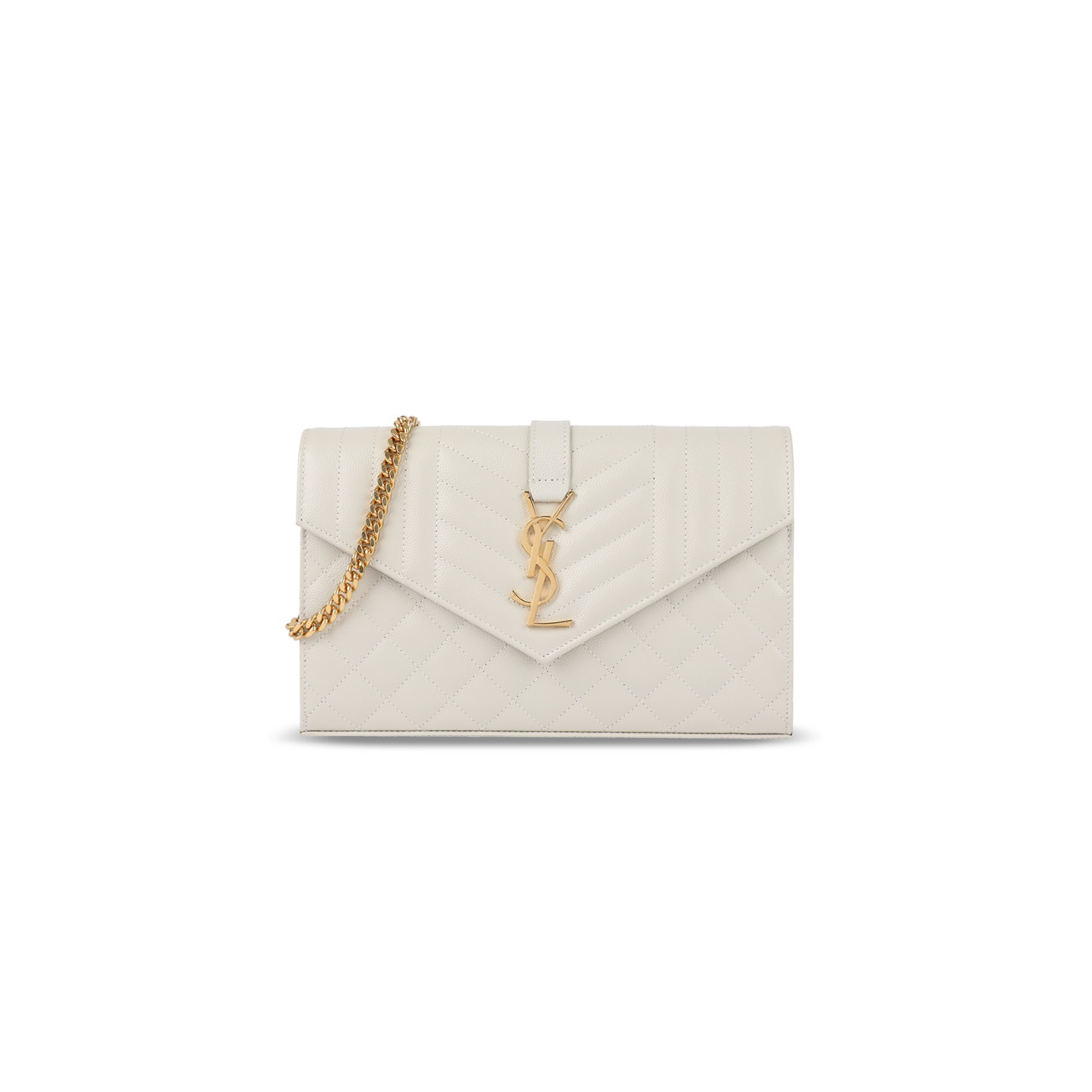 YSL ENVELOPE IN QUILTED GRAIN DE POUDRE EMBOSSED LEATHER 620280BOW919207 (22.5*14*4cm)